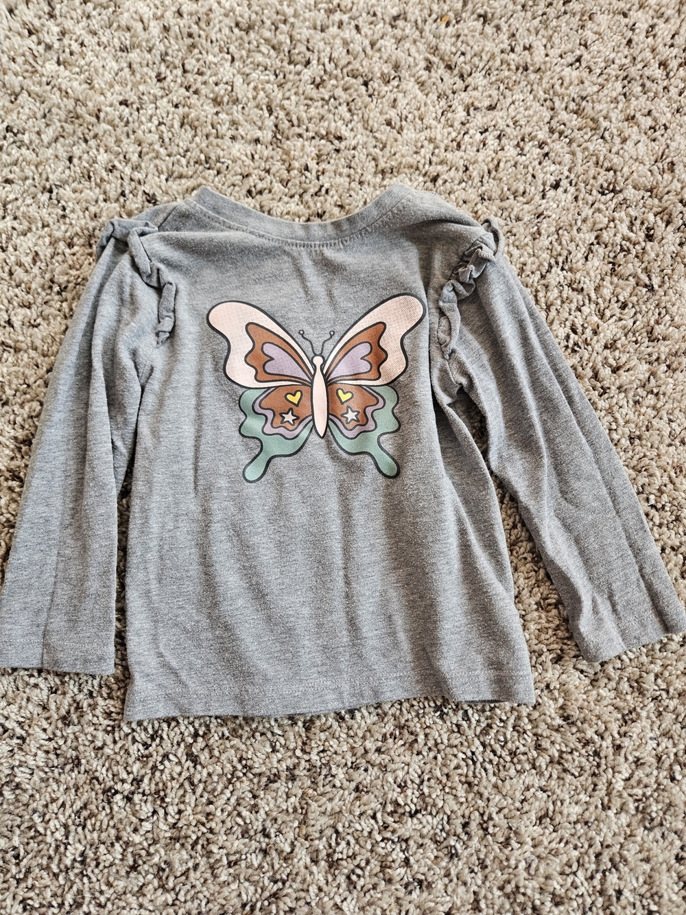 Garanimals Gray Long-Sleeve Top with Pastel Butterfly